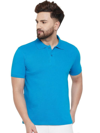 Cotton Matty Solid Half Sleeves Mens Polo Neck T-Shirt Pack Of 3