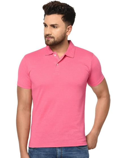 Cotton Matty Solid Half Sleeves Mens Polo Neck T-Shirt Pack Of 3