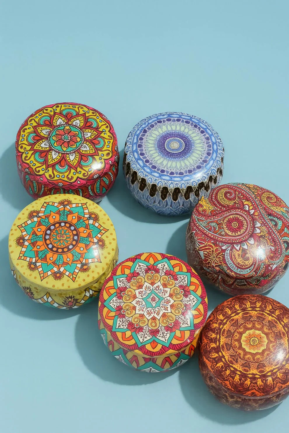 Decorative Multicolour Metal Boxes - Set of 6