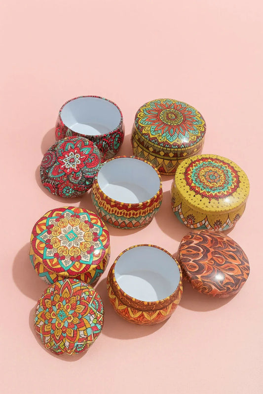 Decorative Multicolour Metal Boxes - Set of 6