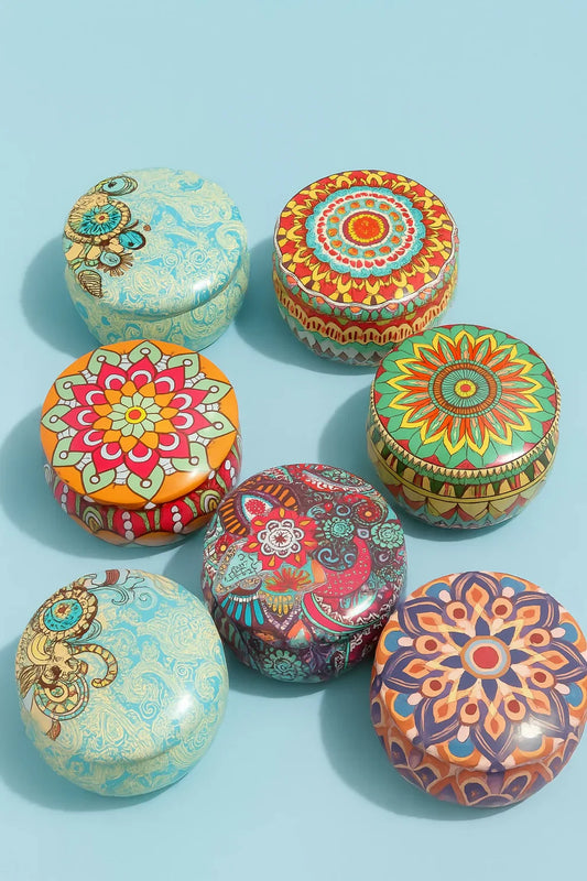 Decorative Multicolour Metal Boxes - Set of 6